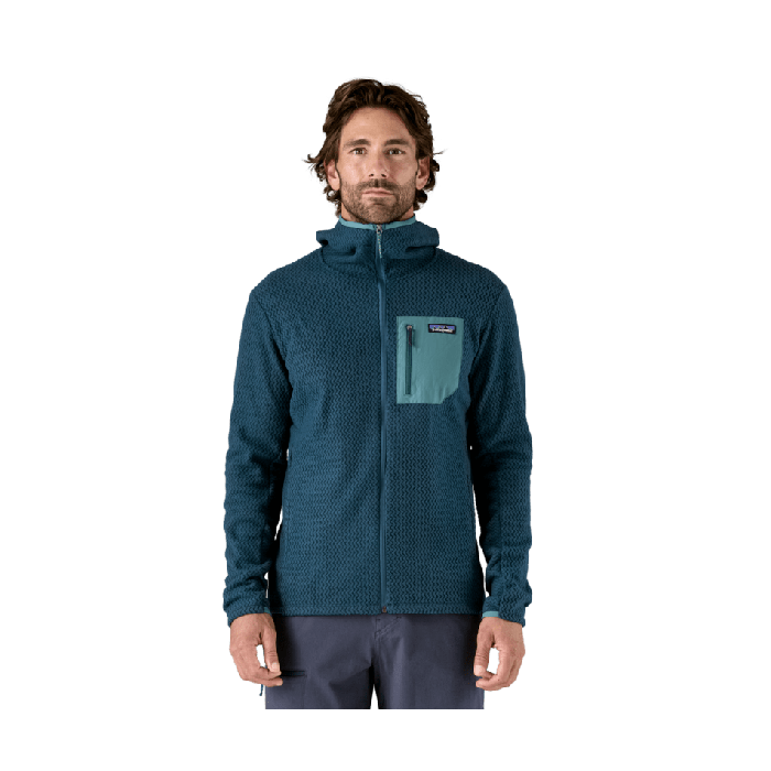 Moški flis s kapuco R1 AIR (Tidal Teal)