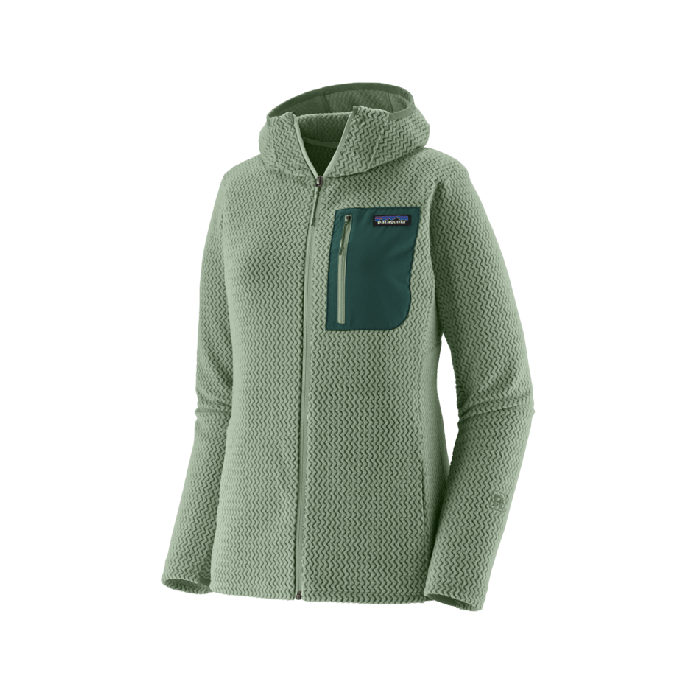 Ženski flis s kapuco R1 AIR (Ellwood Green)