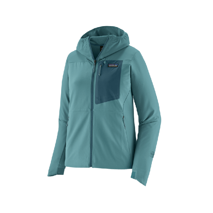 Ženski flis R1 CROSSSTRATA HOODY (Wetland Blue)