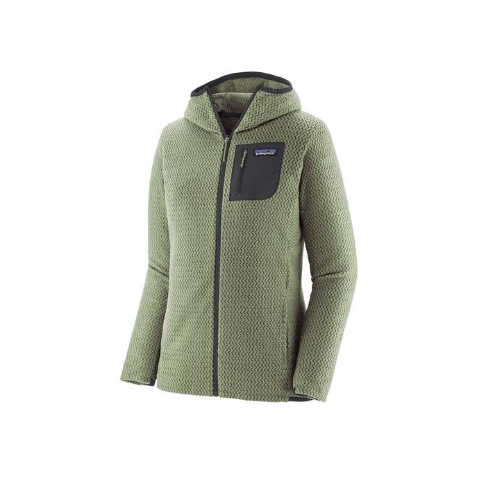 Ženski flis s kapuco R1 AIR (Salvia Green)