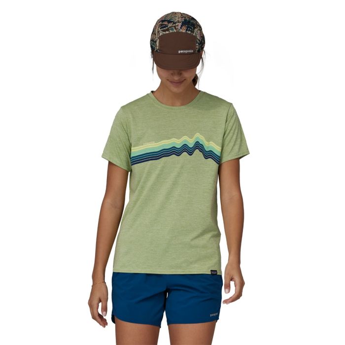 Ženska aktivna kratka majica CAPILENE COOL DAILY (Ridge Rise Stripe: Salvia Green X-Dye)