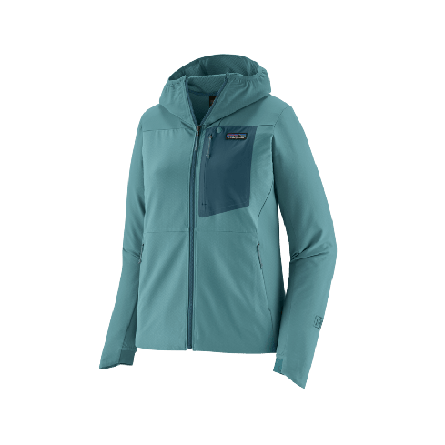 PATAGONIA Ženski flis R1 CROSSSTRATA HOODY MODRA